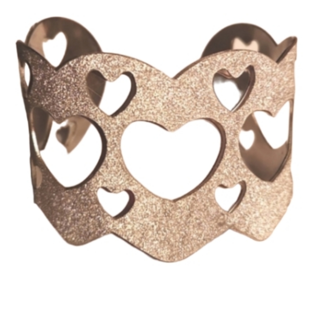 Vintage silver toned fashion heart cuff bracelet